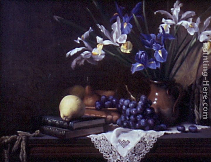 Maureen Hyde Still Life with Irises and Grapes